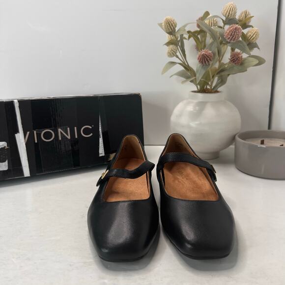 Vionic Alameda Leather Mary Jane Flats Shoes Black I8661L1001 Women's 5 Wide NWB - Picture 3 of 11